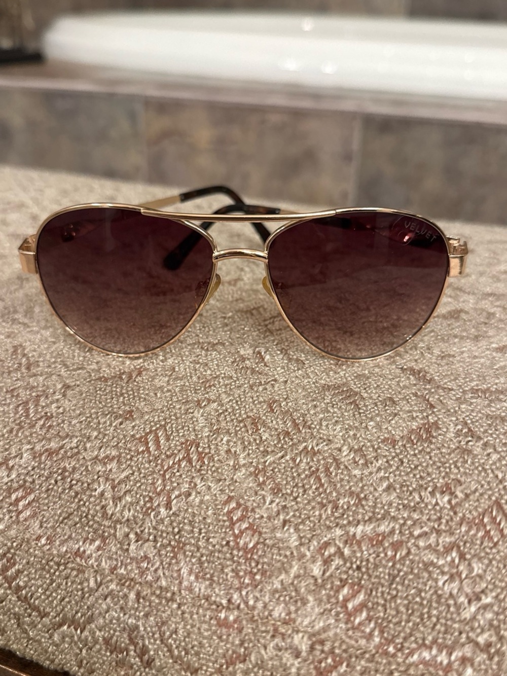 VelvetGold Frame Sunglasses with Brown Gradient Lenses